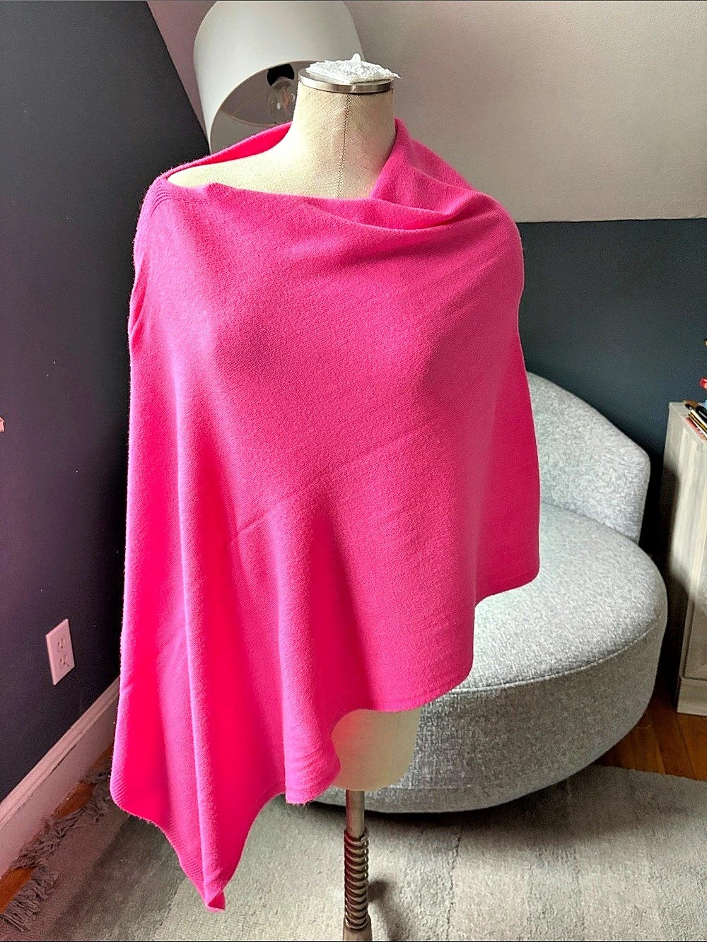 Pink Asymmetrical sweater Poncho Like New